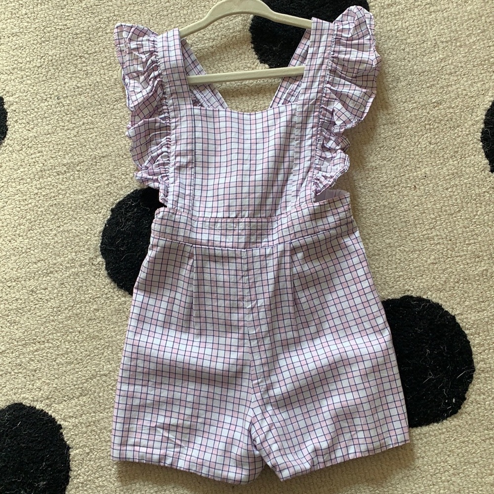 Bella Bliss checked shorts romper with adjustable straps